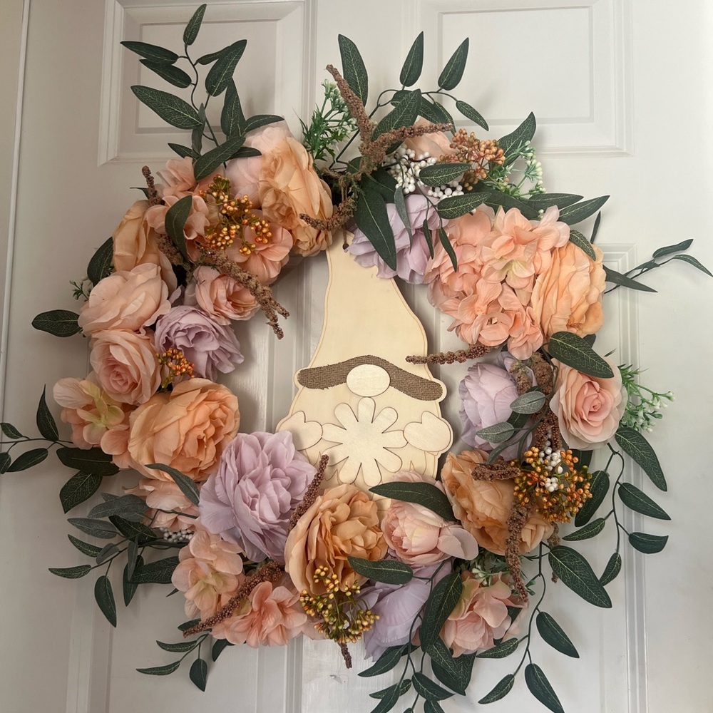 Gnome pastel wreath 24 inches wide